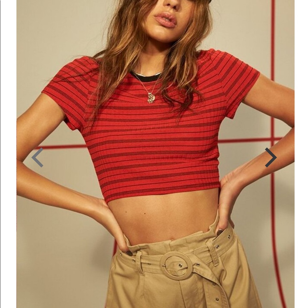 Red Striped Twiin Crop Top - S